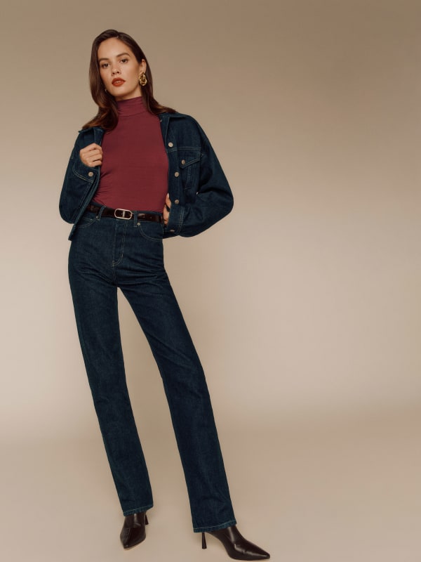Cynthia High Rise Straight Long Jeans - Ondine